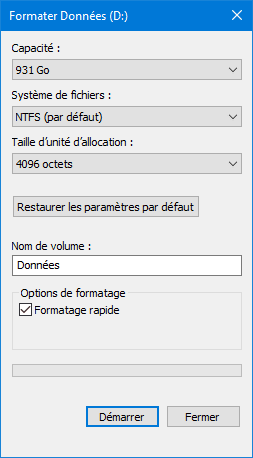 Formatage avec Windows